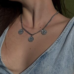 Coin Statement Silver Necklace
