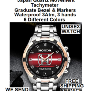 Personalize HONDA car Lovers, Japanese Quartz Movement, Tachymeter, Graduate Bezel & Markers, Waterproof 3Atm, 3 hands, 6 Different Colors
