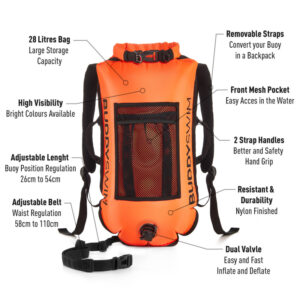Κολυμβητική Σημαδούρα Ασφαλείας Buddyswim Drybag Backpack (orange)